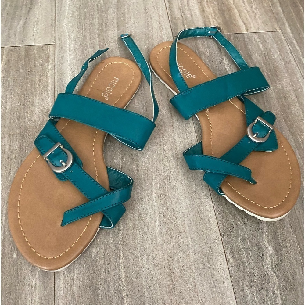 Nicole teal blue green sandals shoes size 7